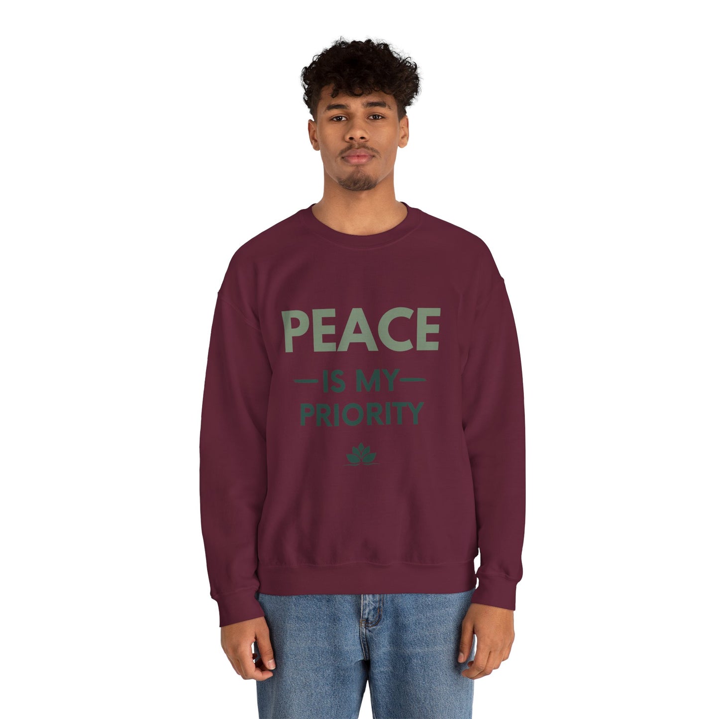 Peace Is My Priority Sweatshirt — Relaxed Crewneck Pullover for Mindfulness & Self-Care