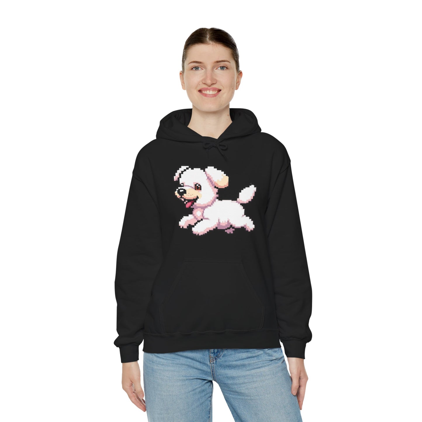 Pixelated Dog Unisex Hoodie, Cozy Pet Lover Sweatshirt, Cute Dog Design, Gift for Animal Lovers, Ideal for Casual Wear, Perfect for Holidays