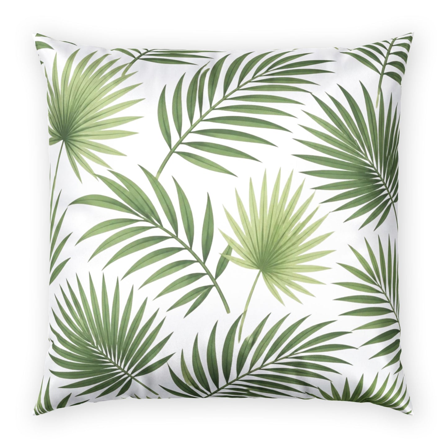 Tropical Palm Velvet Pillow — Green Leaf Decorative Throw Cushion