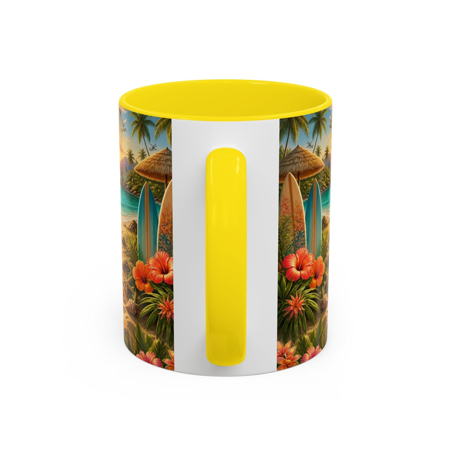 Tropical Beach Coffee Mug – Sunset Luau Hawaiian Floral Accent