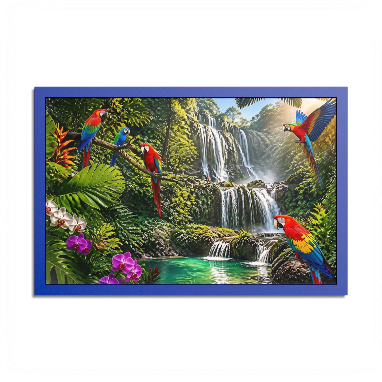 Tropical Waterfall Parrot Poster