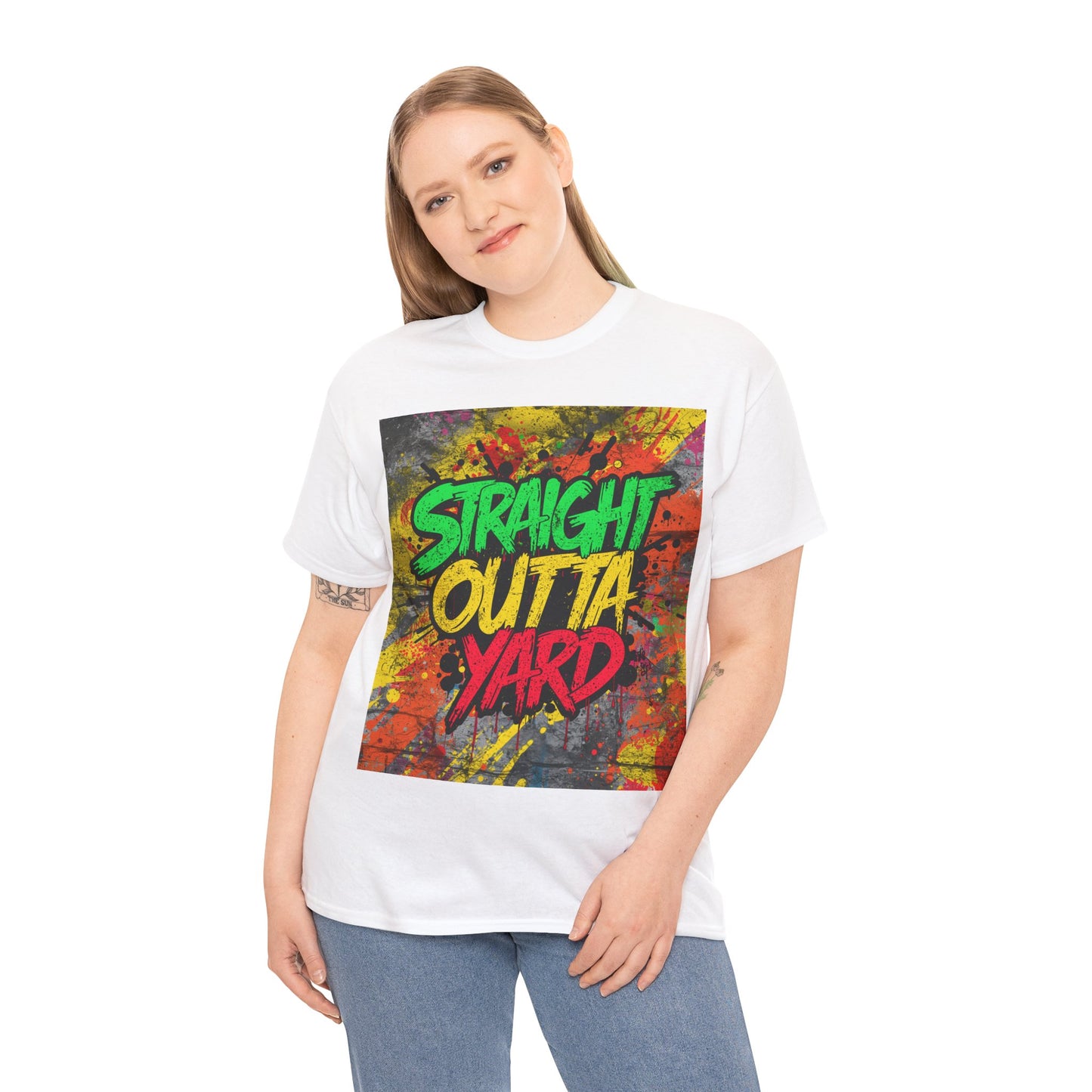 Straight Outta Yard T-Shirt — Casual Jamaican Phrase Tee