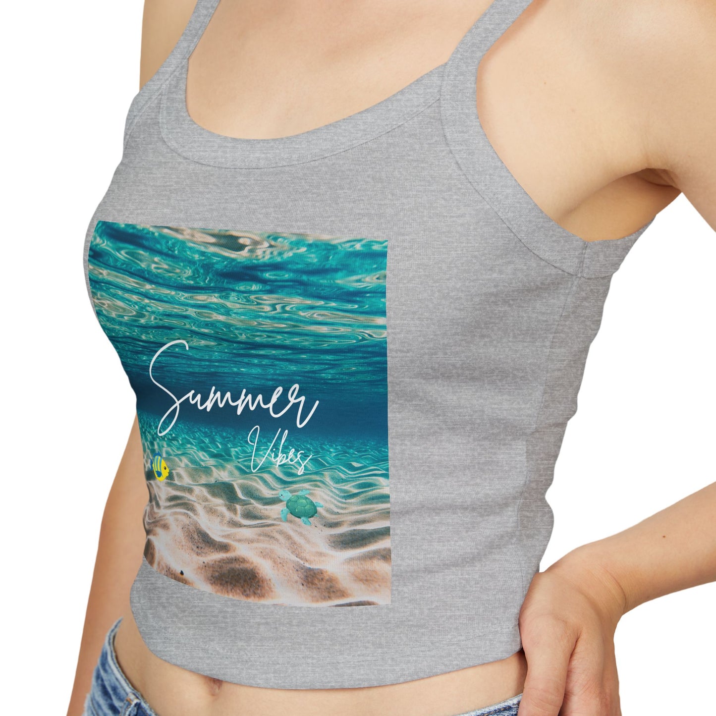 Camiseta de tirantes finos "Summer Vibes" - Ropa de playa, conjunto para vacaciones, moda de verano, top casual
