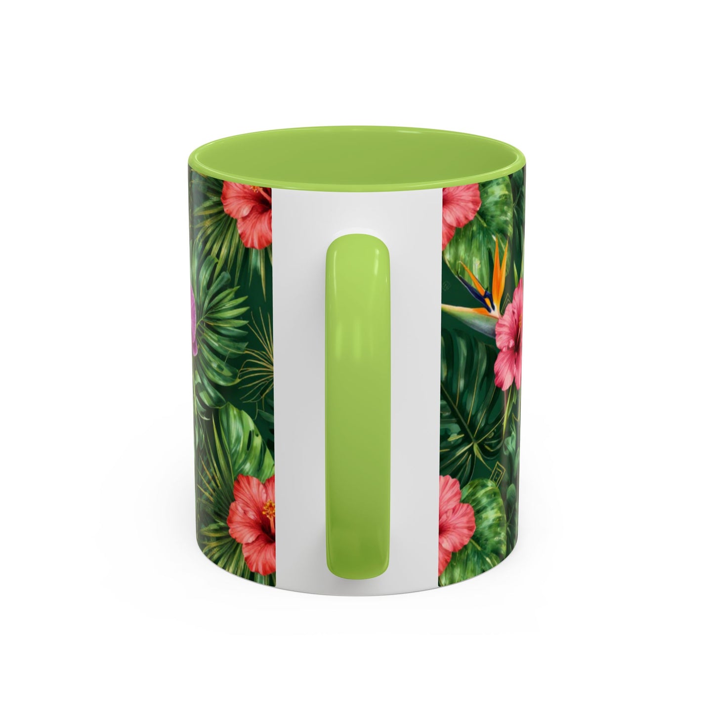 Tropical Floral Coffee Mug — Orchid & Hibiscus Accent 11/15oz
