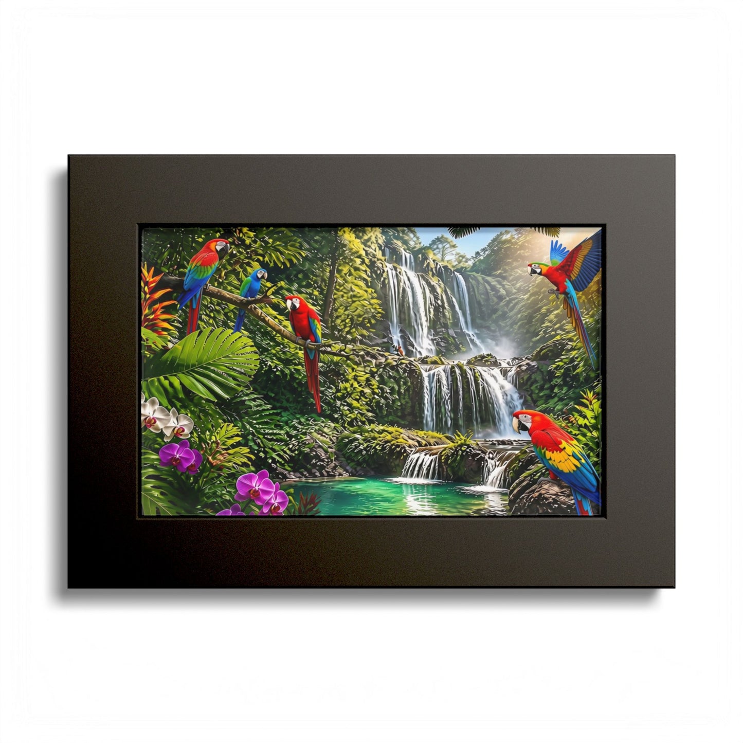 Tropical Waterfall Parrot Poster