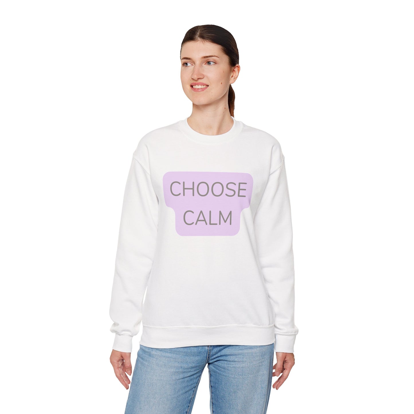 Crewneck Sweatshirt — "Choose Calm" Pastel Wellness Graphic