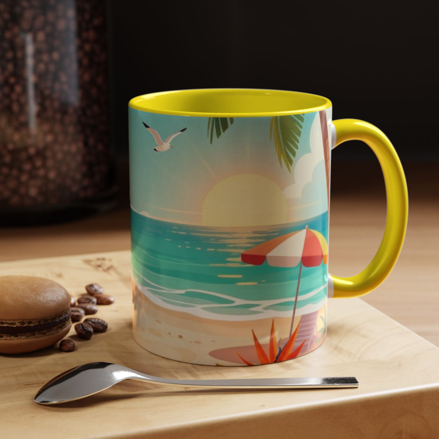 Beach Sunrise Coffee Mug — Tropical Ocean Scene Accent Mug (11/15oz)