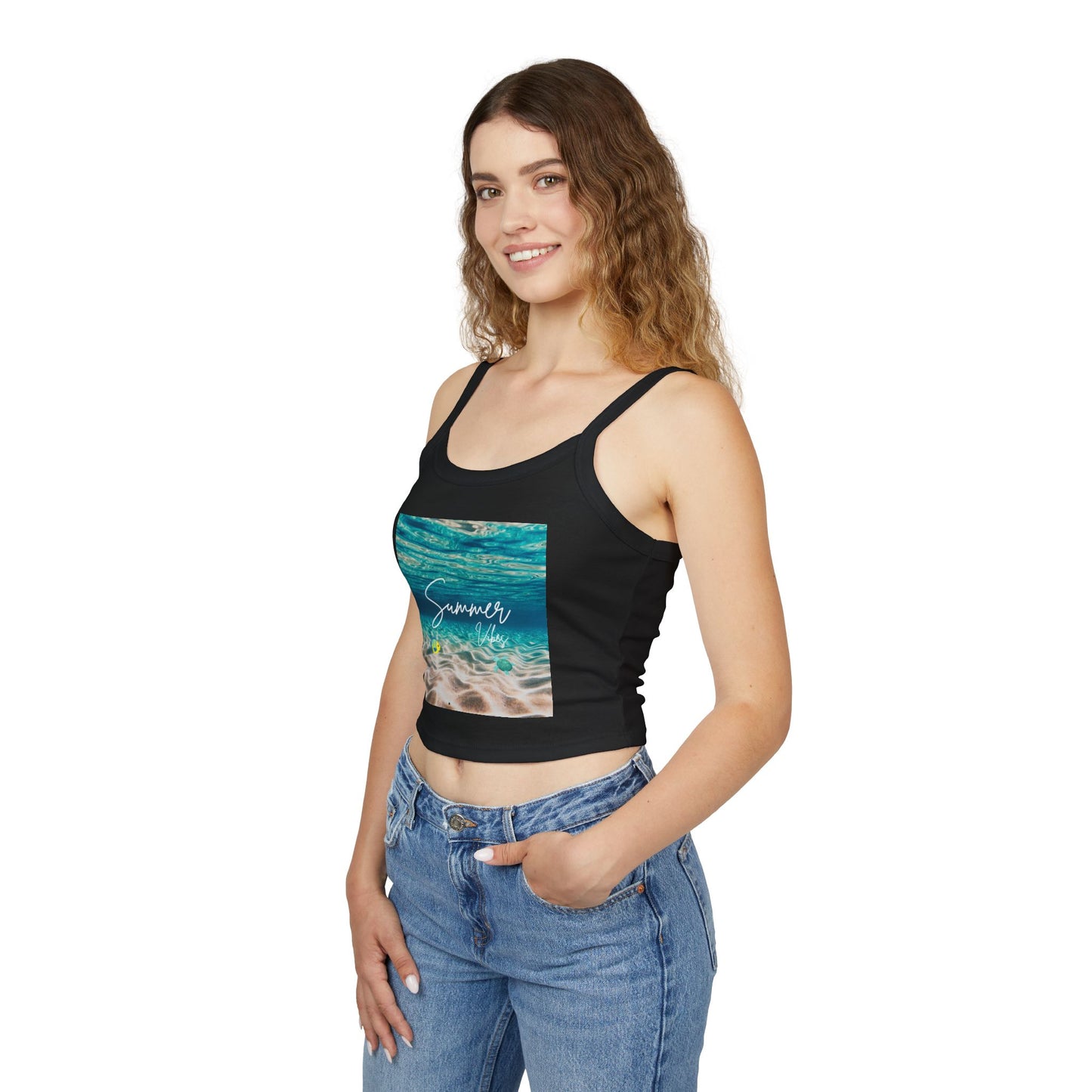 Camiseta de tirantes finos "Summer Vibes" - Ropa de playa, conjunto para vacaciones, moda de verano, top casual