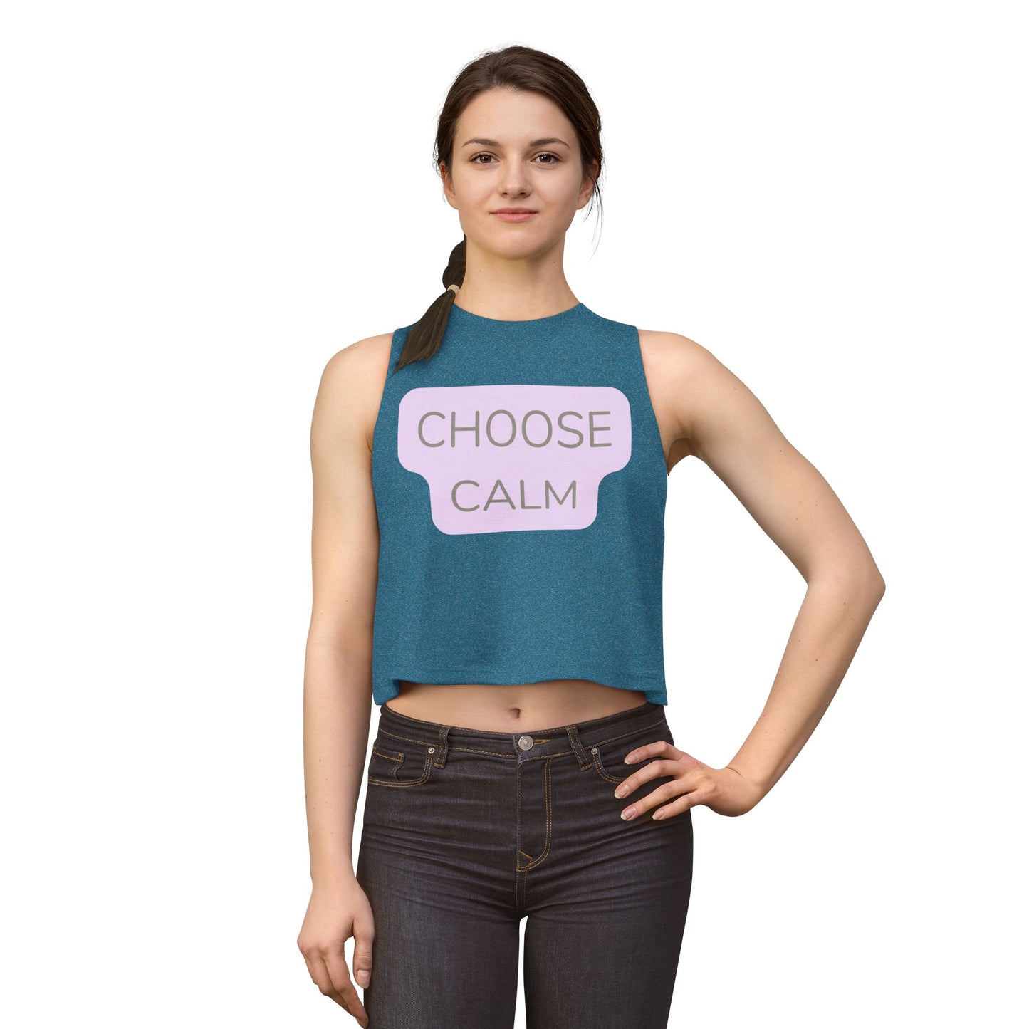 Choose Calm Crop Top — Women's Relaxed Lavender Graphic Tank