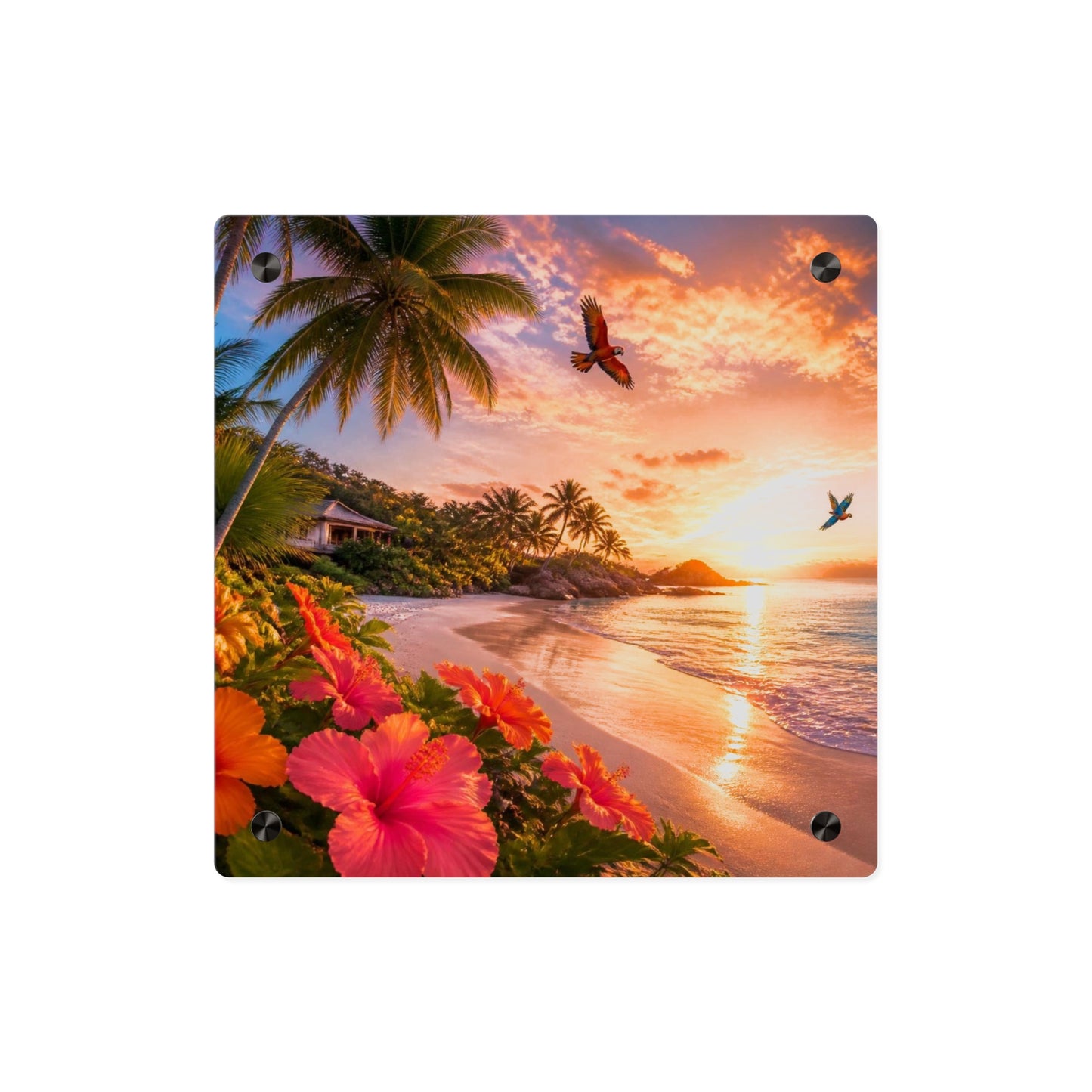 Tropical Beach Sunset Acrylic Wall Art Panel