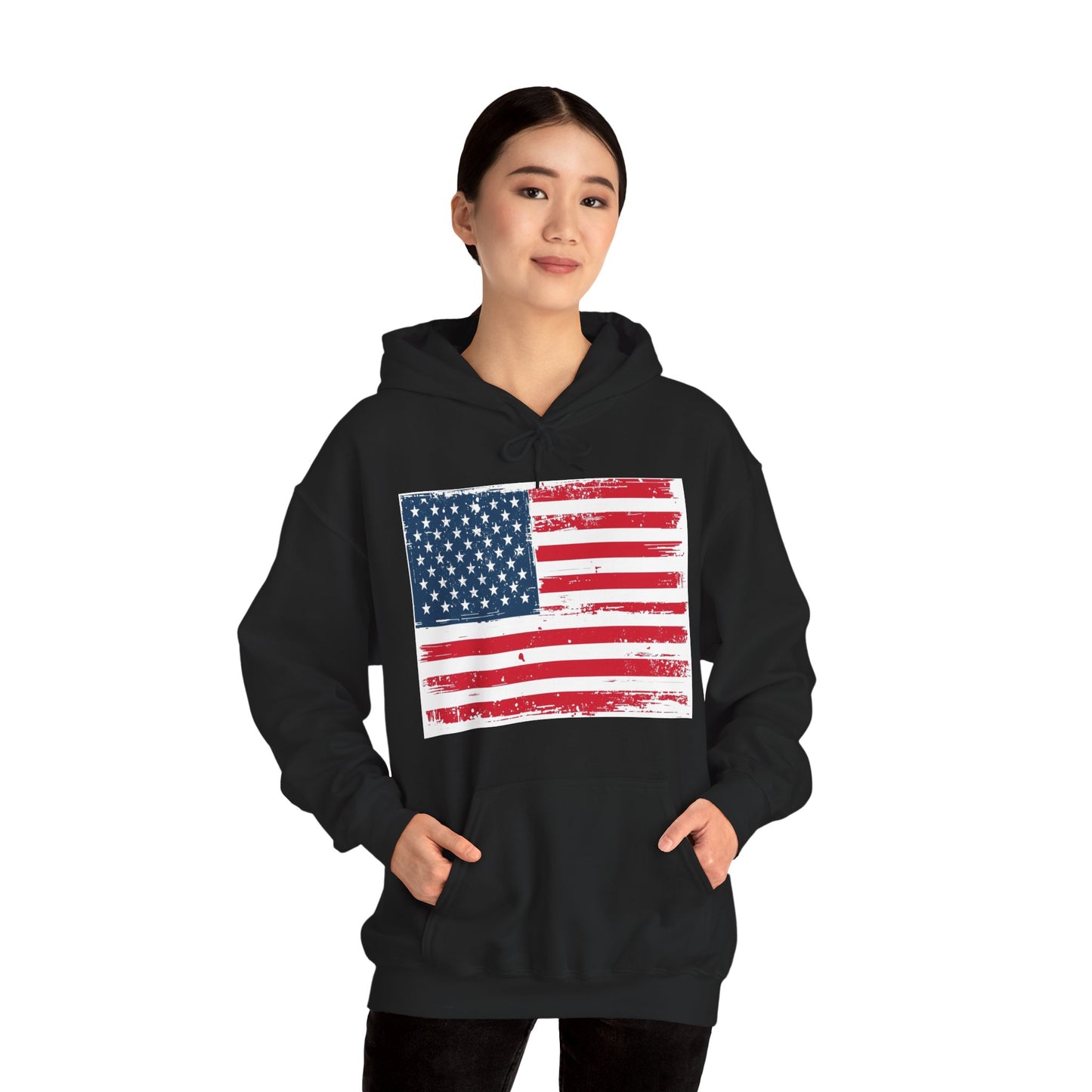 Vintage American Flag Hoodie, Unisex Sweatshirt for Independence Day, Patriotic Gift, Cozy Outerwear, 4th of July Celebration