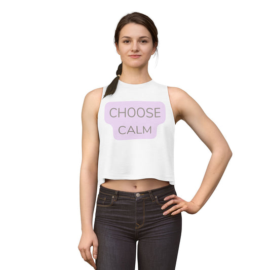 Choose Calm Crop Top — Women's Relaxed Lavender Graphic Tank