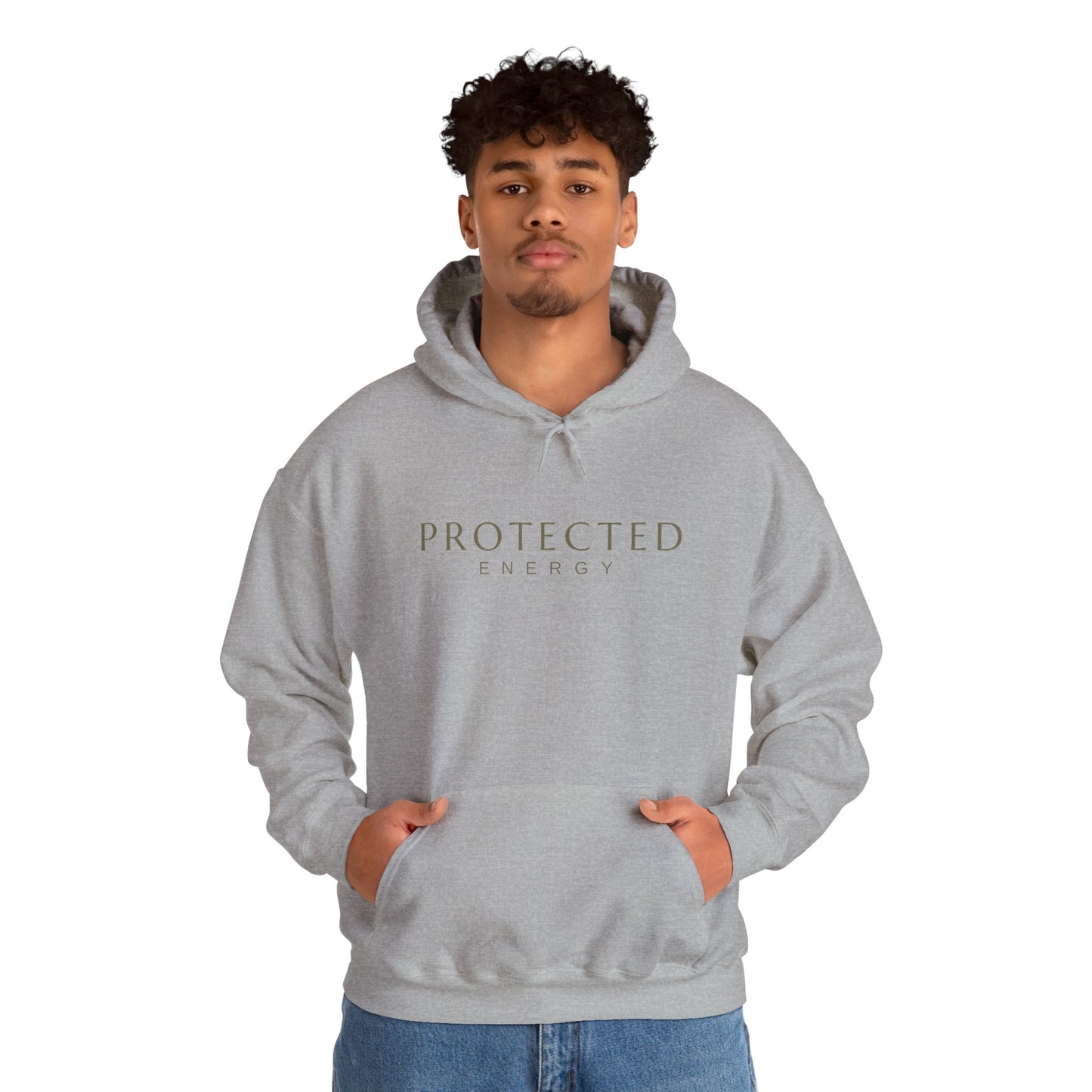 Protected Energy Unisex Heavy Blend Hoodie — Minimal Spiritual Wellness Hooded Sweatshirt