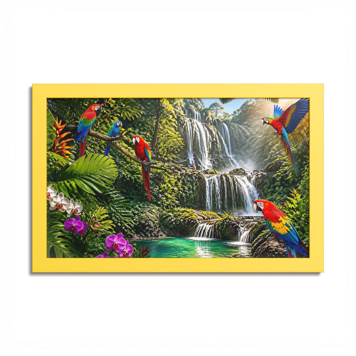 Tropical Waterfall Parrot Poster