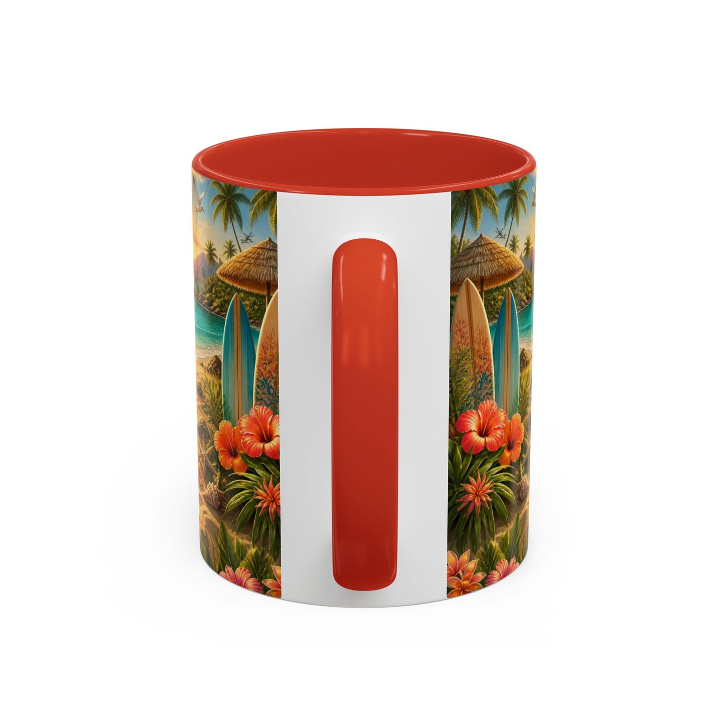 Tropical Beach Coffee Mug – Sunset Luau Hawaiian Floral Accent