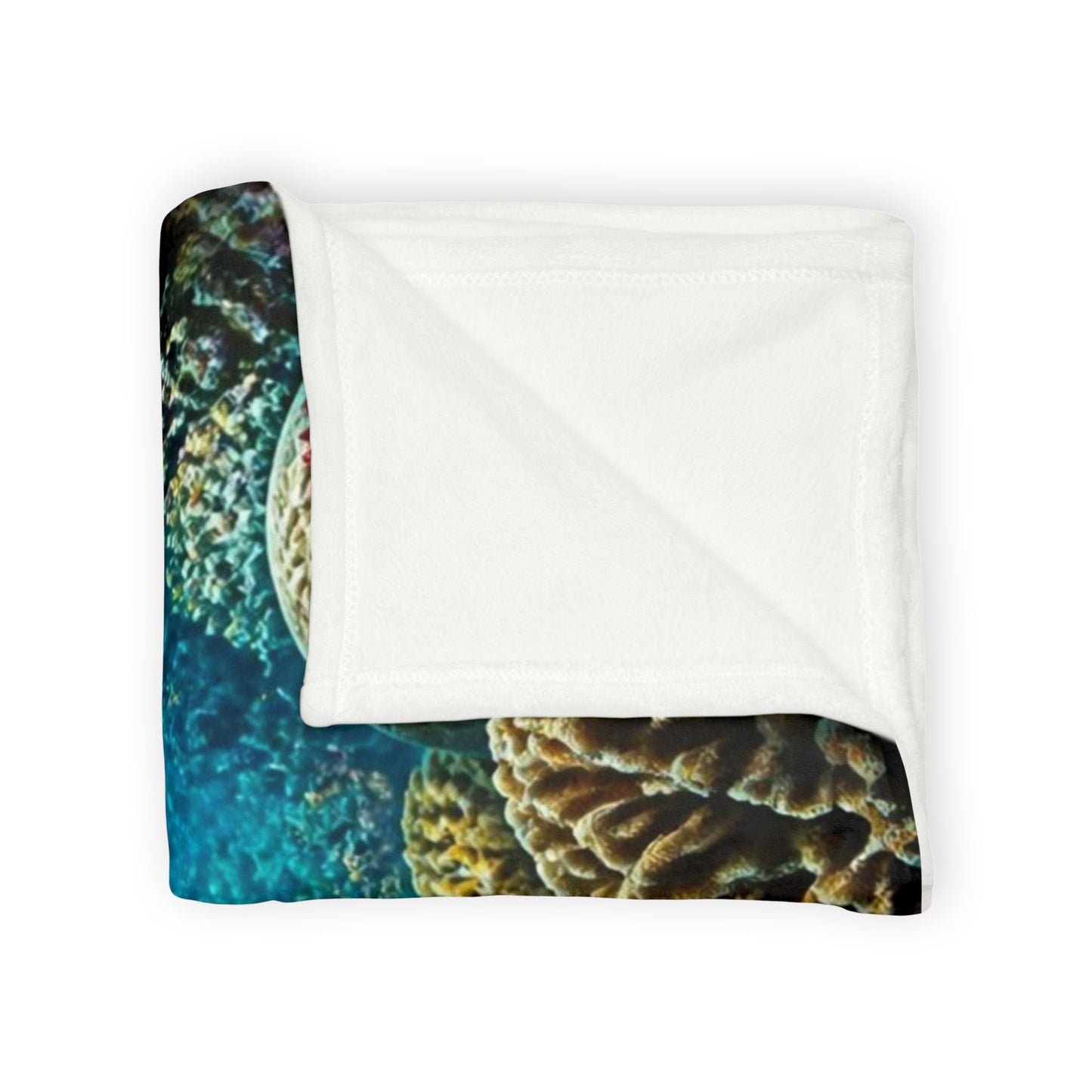 Sea Turtle Ocean Coral Soft Polyester Blanket — Marine Life Throw for Beach Lovers