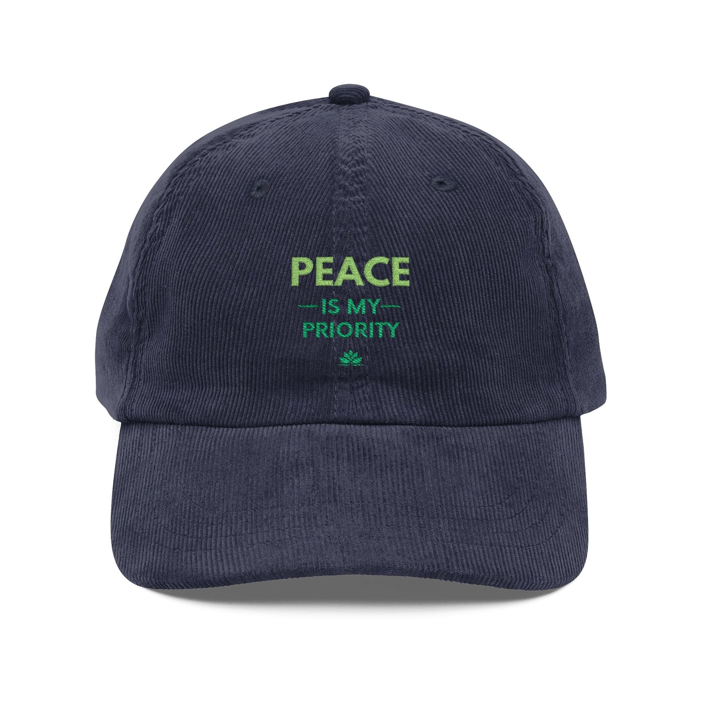 Peace, Love & Prosperity Embroidered Corduroy Cap