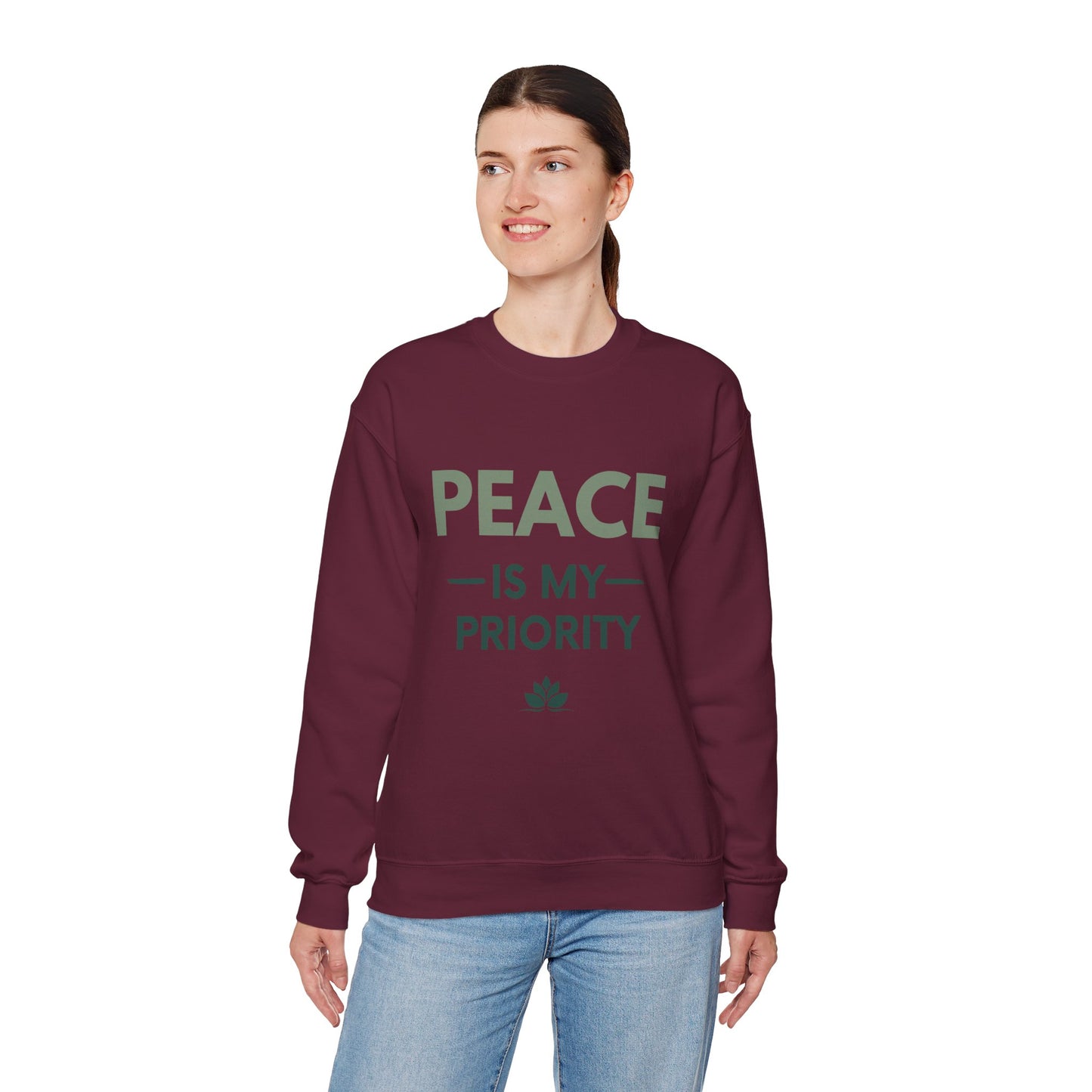 Peace Is My Priority Sweatshirt — Relaxed Crewneck Pullover for Mindfulness & Self-Care