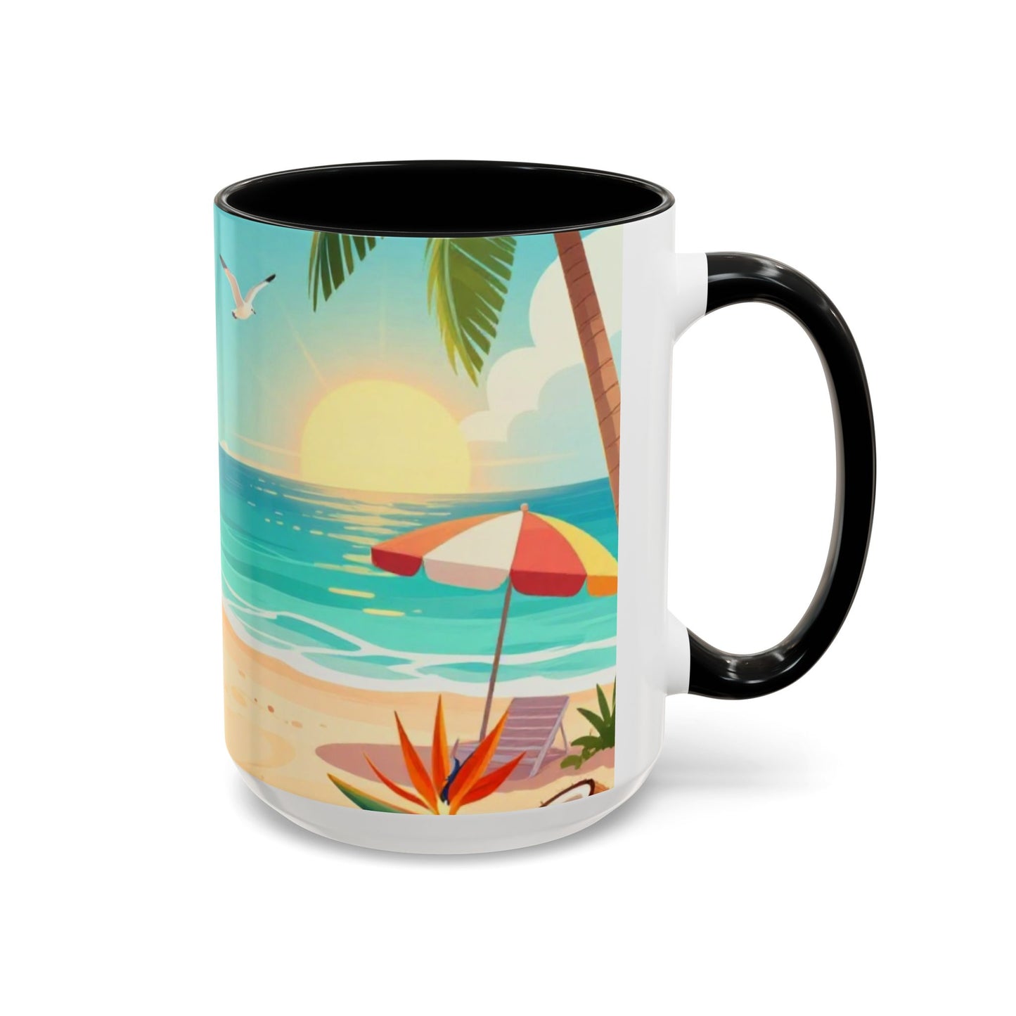 Beach Sunrise Coffee Mug — Tropical Ocean Scene Accent Mug (11/15oz)