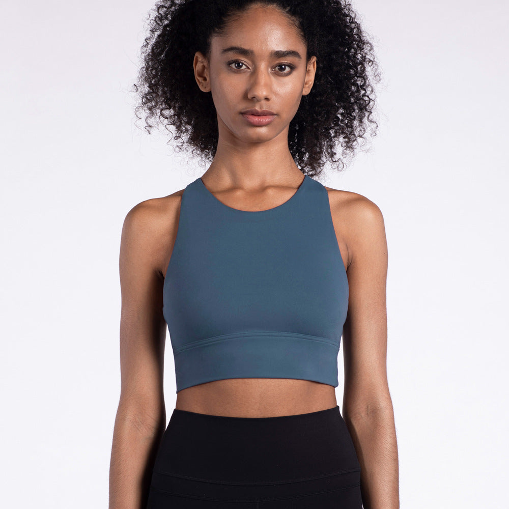 Women's Cross-Back Strappy Longline Yoga Bra – Supportive Fitness Gym Top