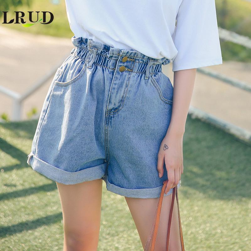 Elastic Waist Denim Shorts