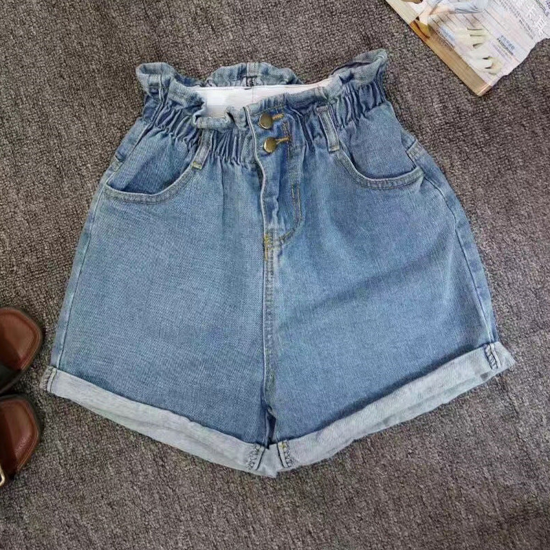 Elastic Waist Denim Shorts