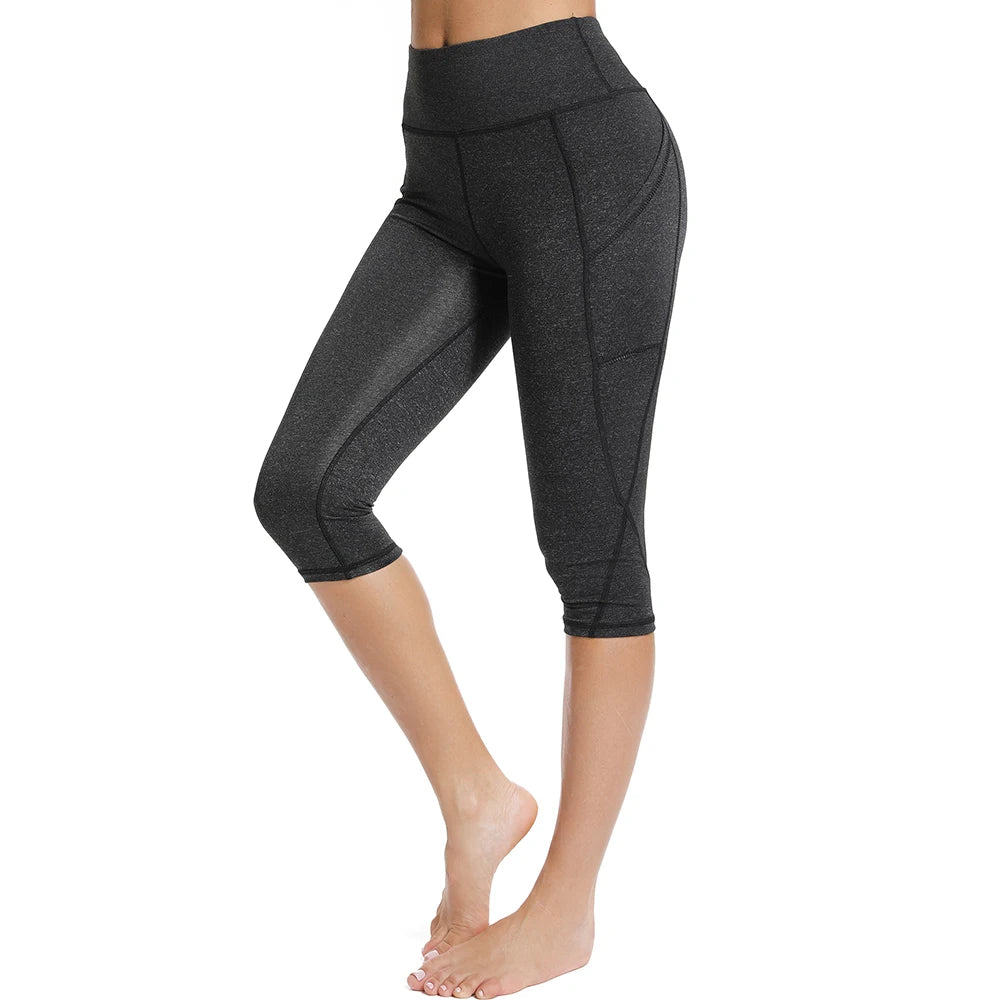Women's 3/4 High-Waist Sport Capris – Fitness Leggings with Pockets