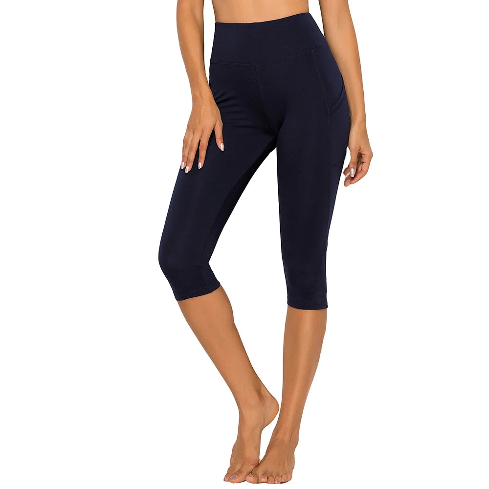 Women's 3/4 High-Waist Sport Capris – Fitness Leggings with Pockets
