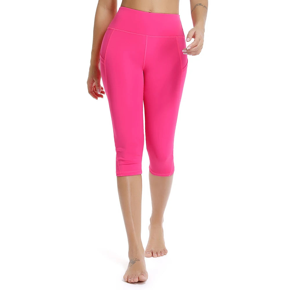 Women's 3/4 High-Waist Sport Capris – Fitness Leggings with Pockets