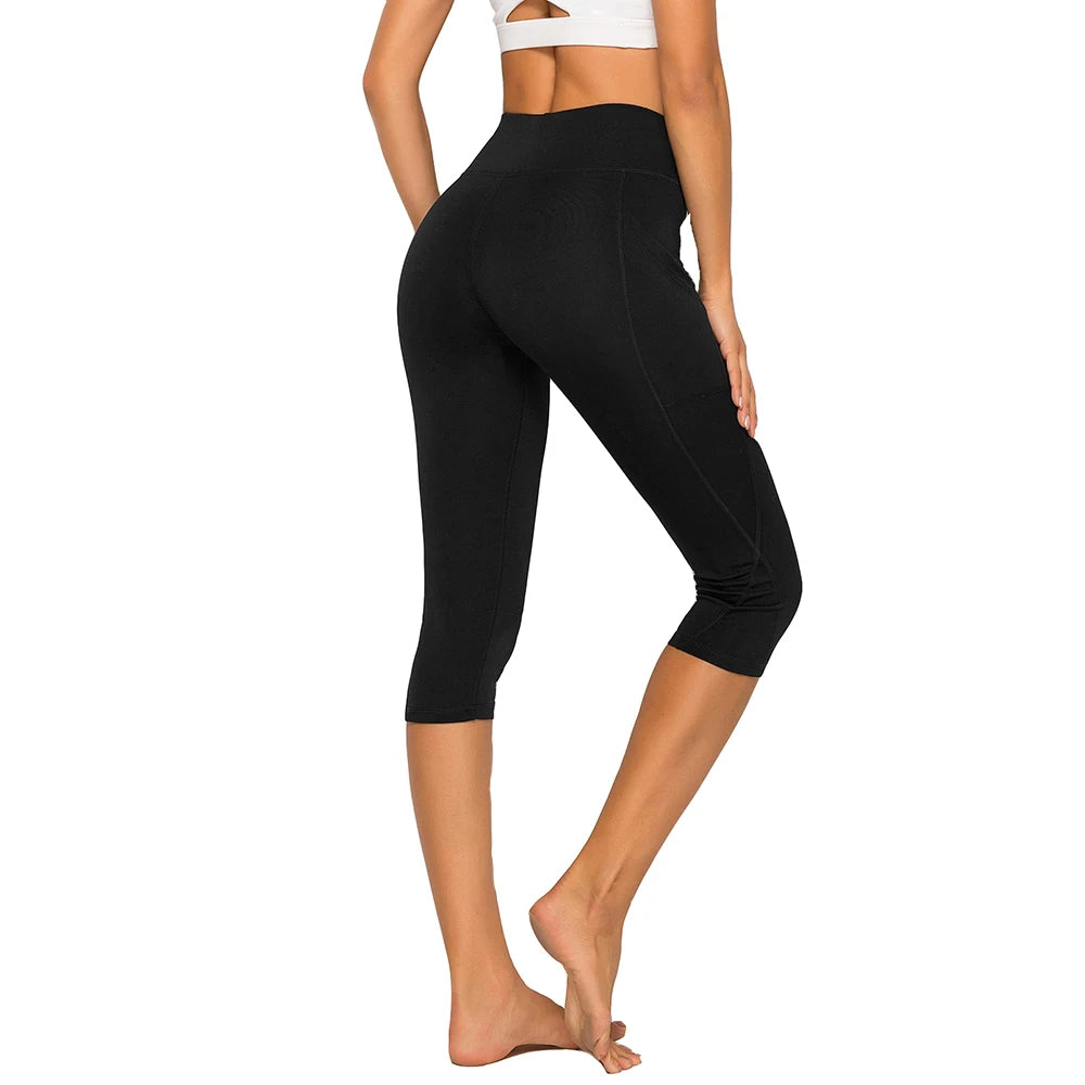 Women's 3/4 High-Waist Sport Capris – Fitness Leggings with Pockets