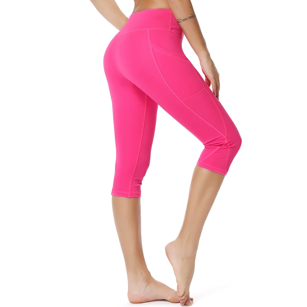 Women's 3/4 High-Waist Sport Capris – Fitness Leggings with Pockets