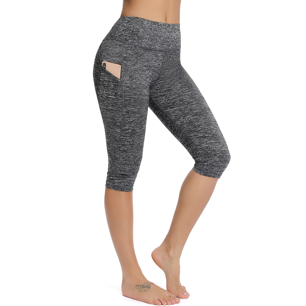 Women's 3/4 High-Waist Sport Capris – Fitness Leggings with Pockets