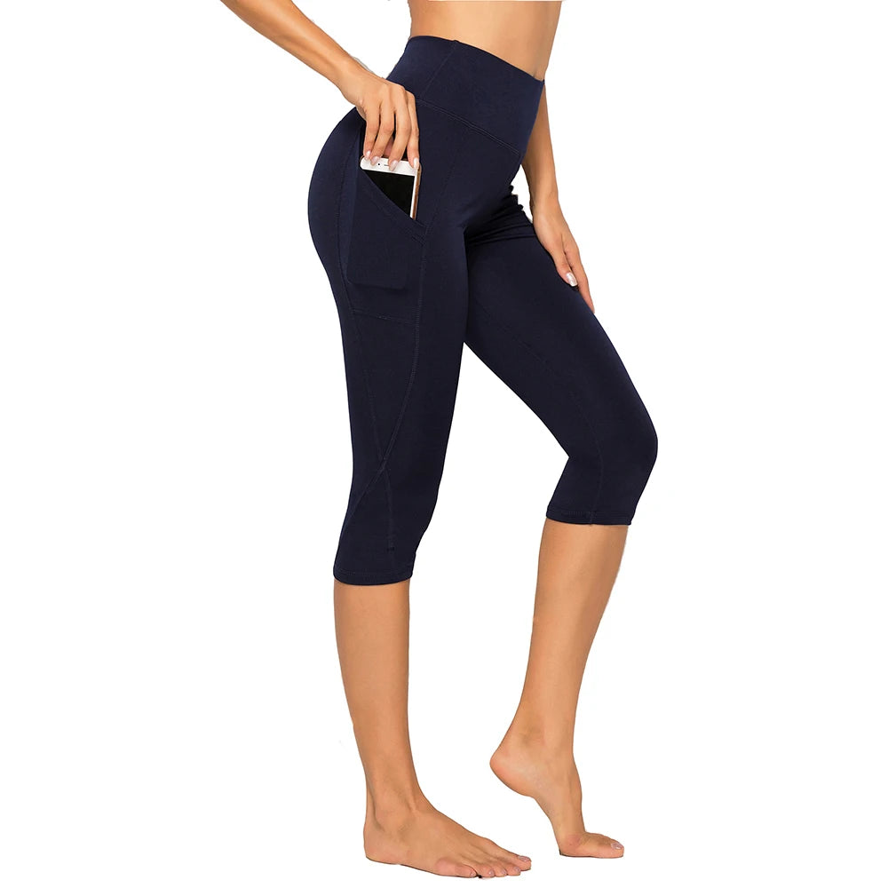 Women's 3/4 High-Waist Sport Capris – Fitness Leggings with Pockets