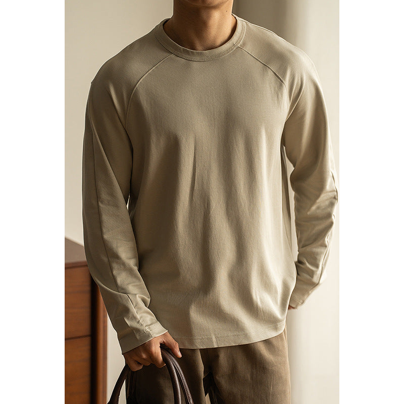 Men's loose Long Sleeve Solid Color Bottoming Shirt – Casual & Layer-Ready