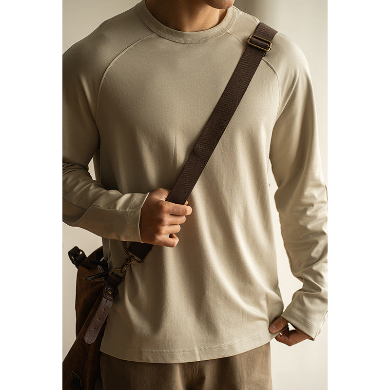 Men's loose Long Sleeve Solid Color Bottoming Shirt – Casual & Layer-Ready