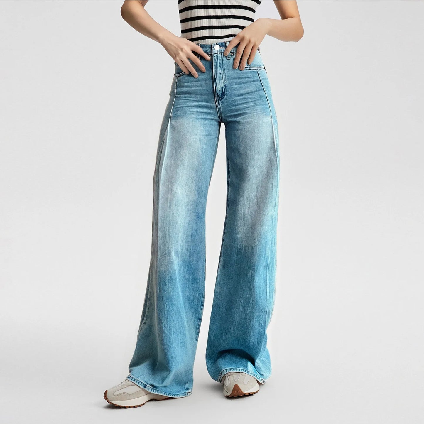Vintage Irregular High Waist Wide Leg Jeans – Baggy Slimming Streetwear for Women