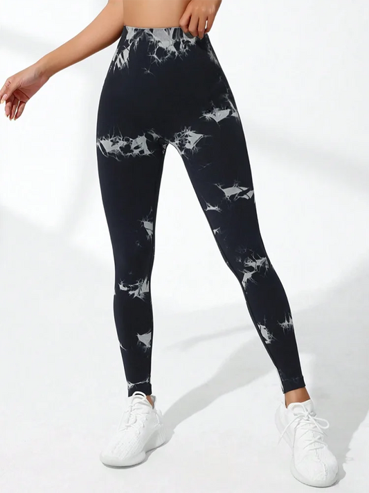 Women’s Tie-Dye Scrunch V-Leggings – High-Waisted Yoga & Gym Tights