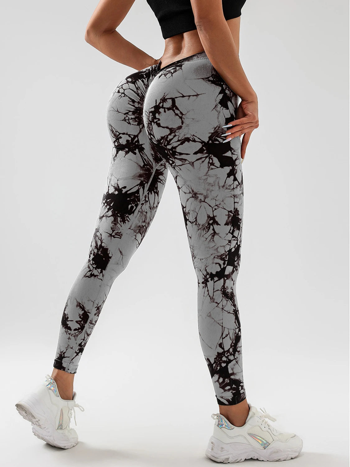 Women’s Tie-Dye Scrunch V-Leggings – High-Waisted Yoga & Gym Tights