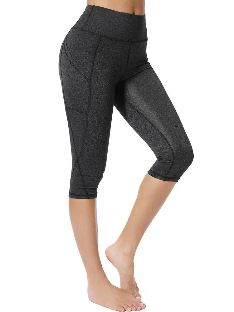 Women's 3/4 High-Waist Sport Capris – Fitness Leggings with Pockets