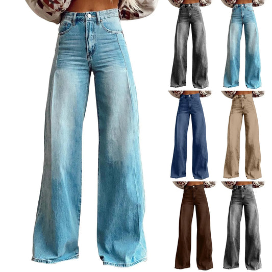 Vintage Irregular High Waist Wide Leg Jeans – Baggy Slimming Streetwear for Women
