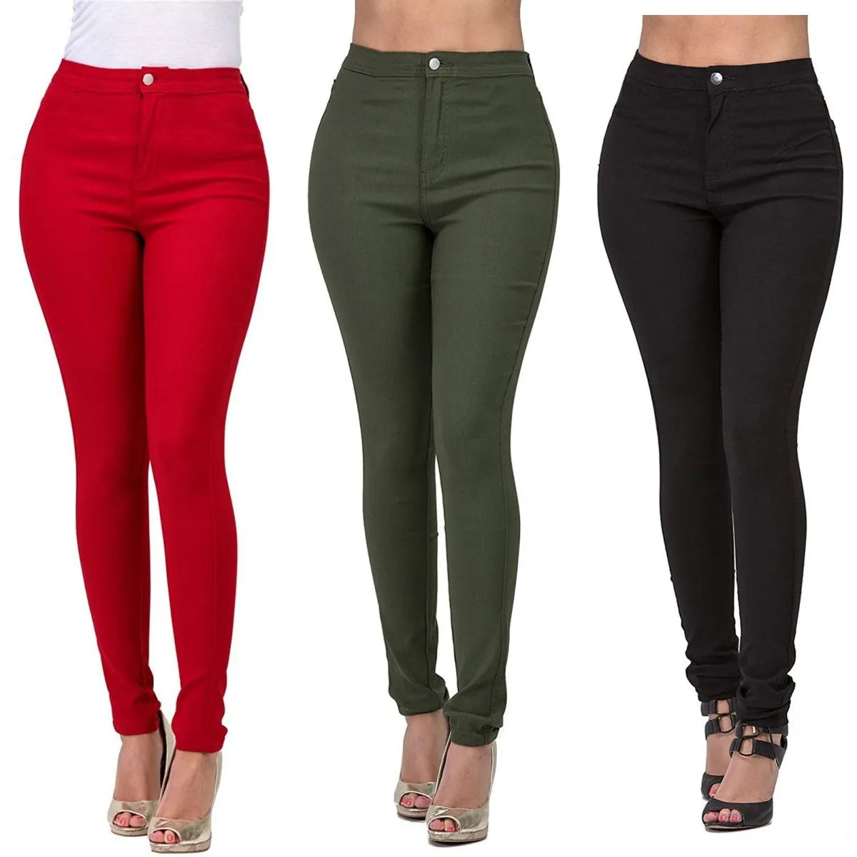 High-Waist Stretch Skinny Jeans – Slim Fit