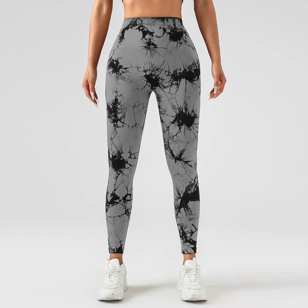 Women’s Tie-Dye Scrunch V-Leggings – High-Waisted Yoga & Gym Tights