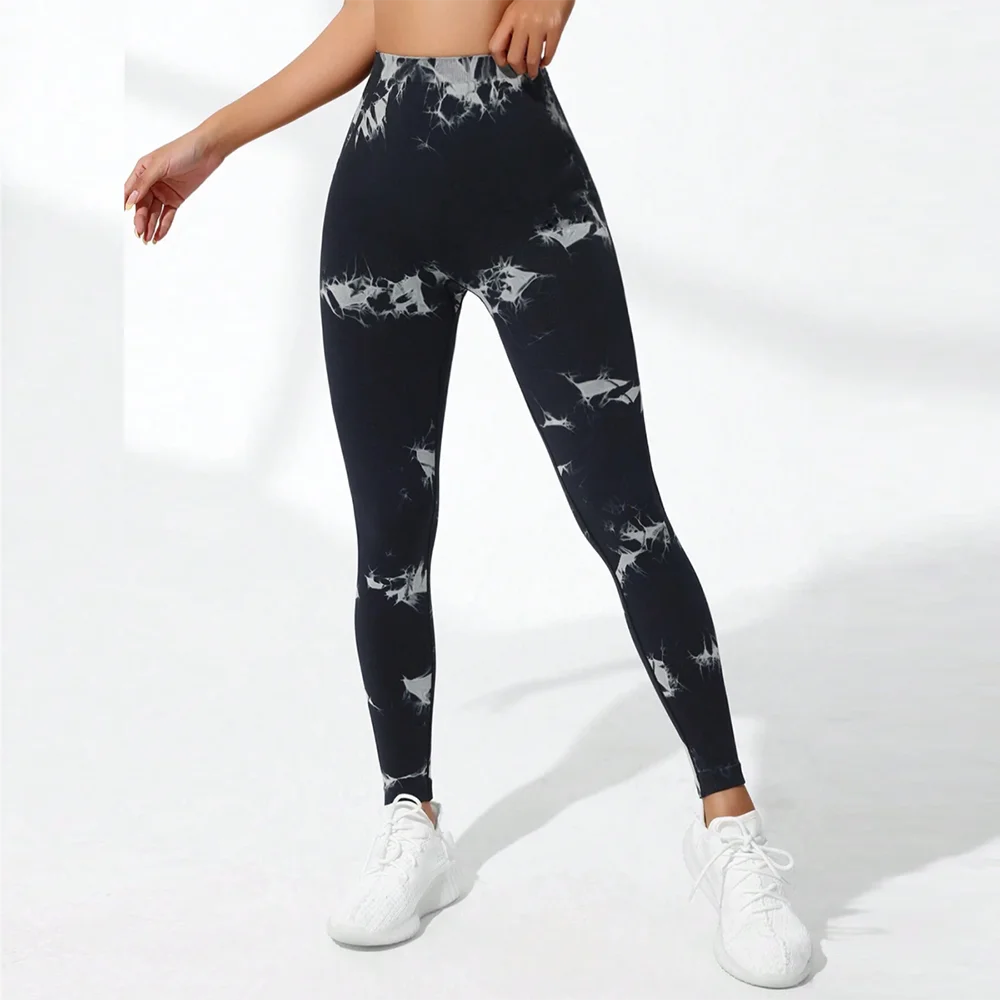 Women’s Tie-Dye Scrunch V-Leggings – High-Waisted Yoga & Gym Tights