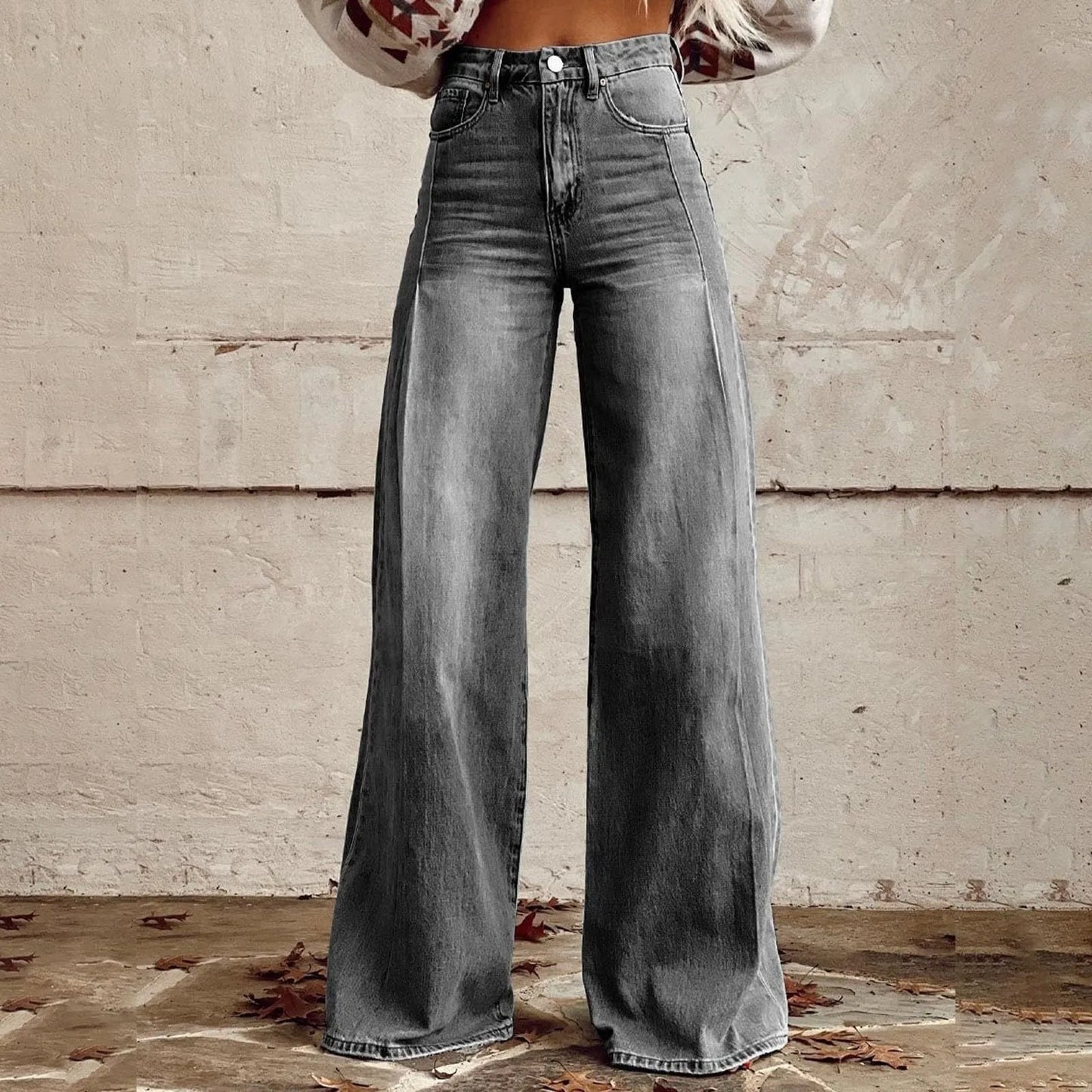 Vintage Irregular High Waist Wide Leg Jeans – Baggy Slimming Streetwear for Women