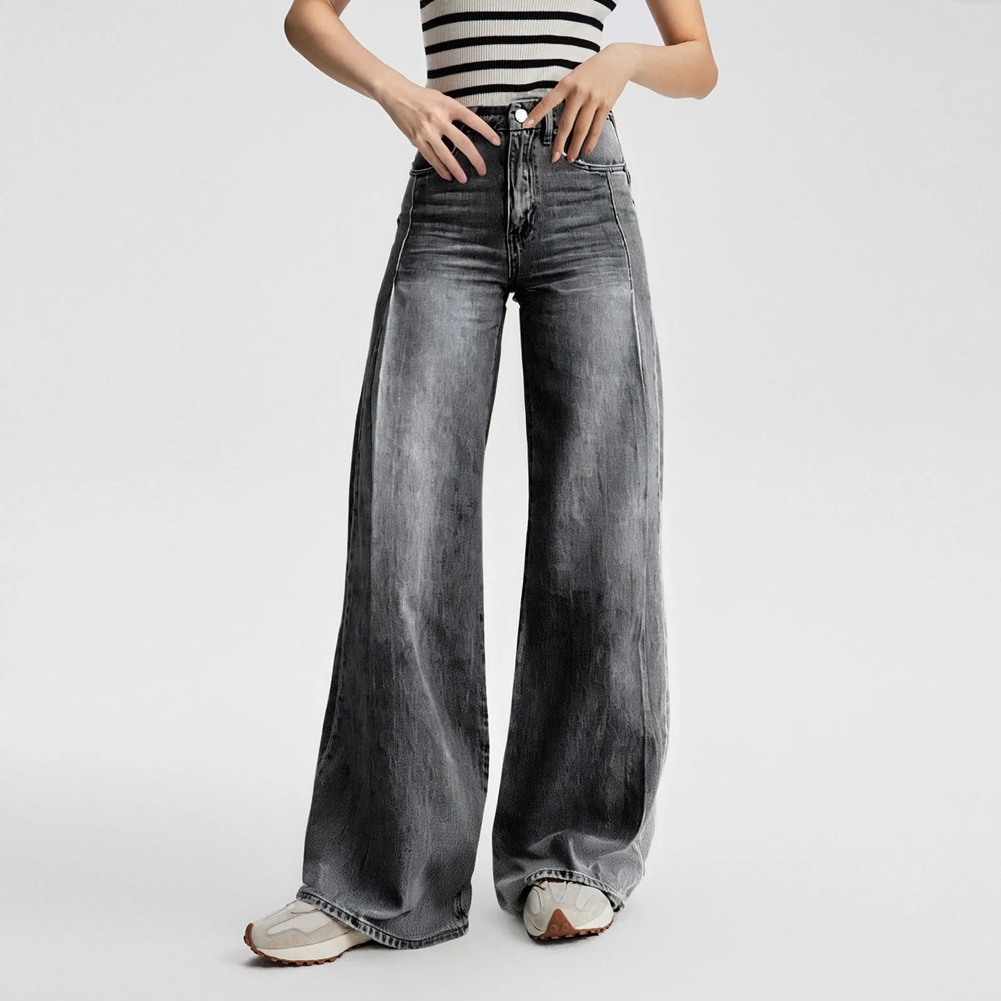 Vintage Irregular High Waist Wide Leg Jeans – Baggy Slimming Streetwear for Women