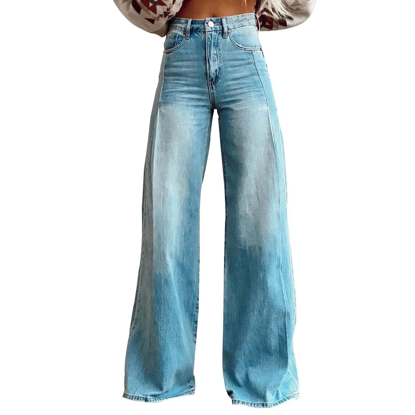 Vintage Irregular High Waist Wide Leg Jeans – Baggy Slimming Streetwear for Women