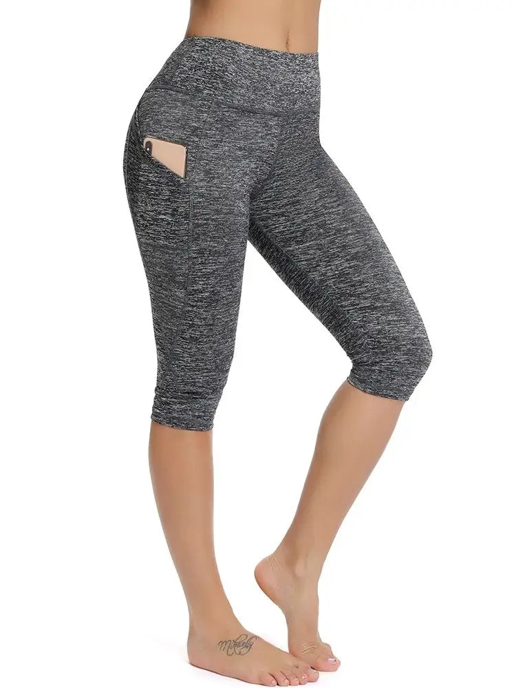 Women's 3/4 High-Waist Sport Capris – Fitness Leggings with Pockets