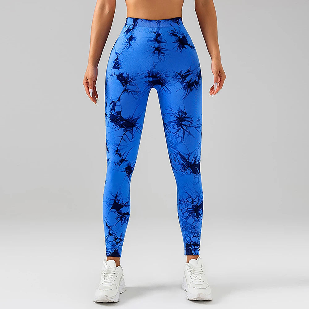 Women’s Tie-Dye Scrunch V-Leggings – High-Waisted Yoga & Gym Tights