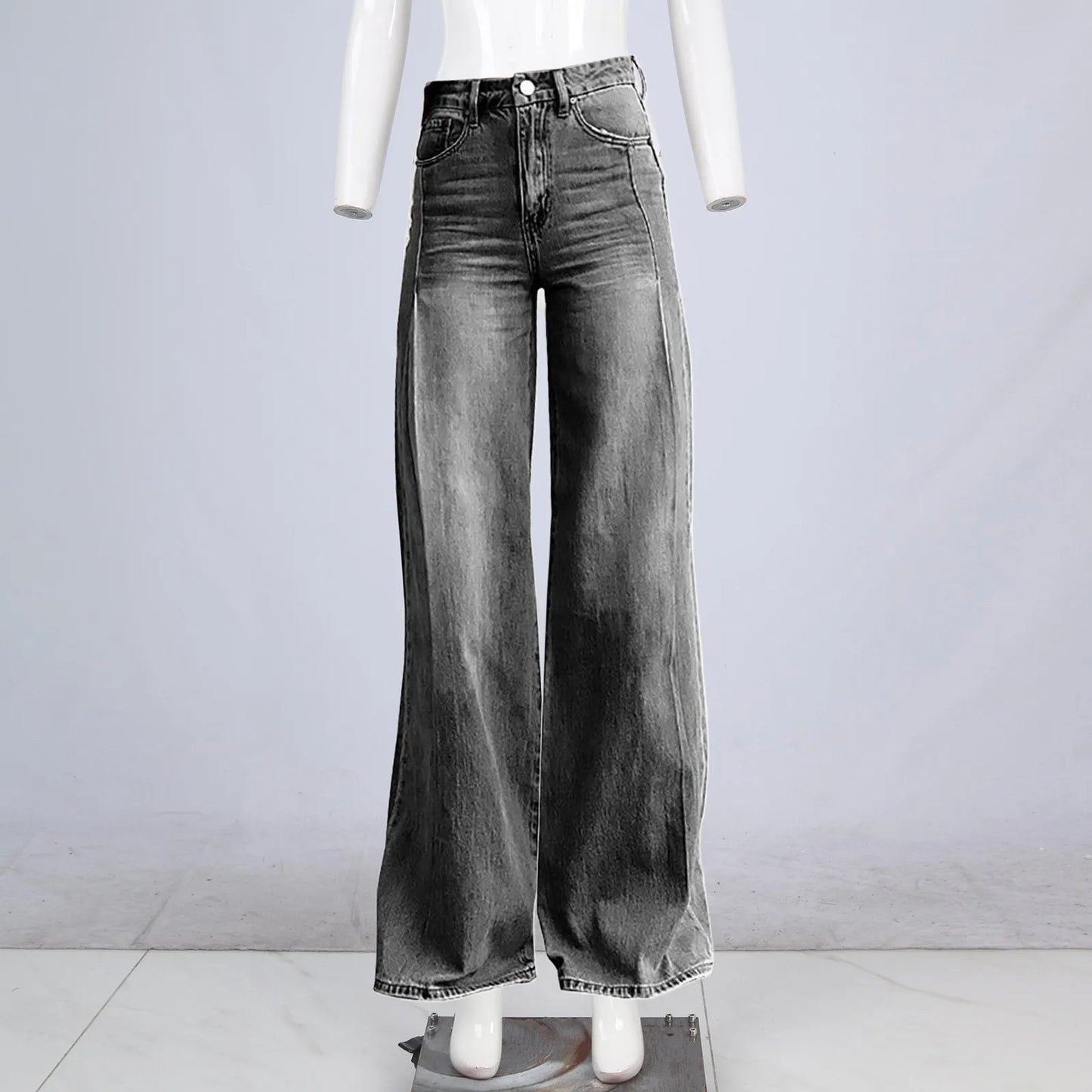 Vintage Irregular High Waist Wide Leg Jeans – Baggy Slimming Streetwear for Women