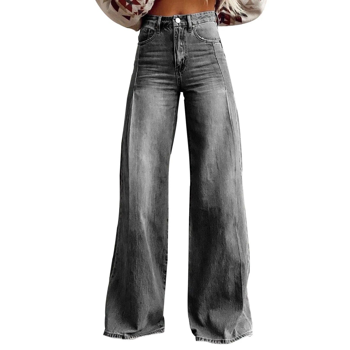 Vintage Irregular High Waist Wide Leg Jeans – Baggy Slimming Streetwear for Women